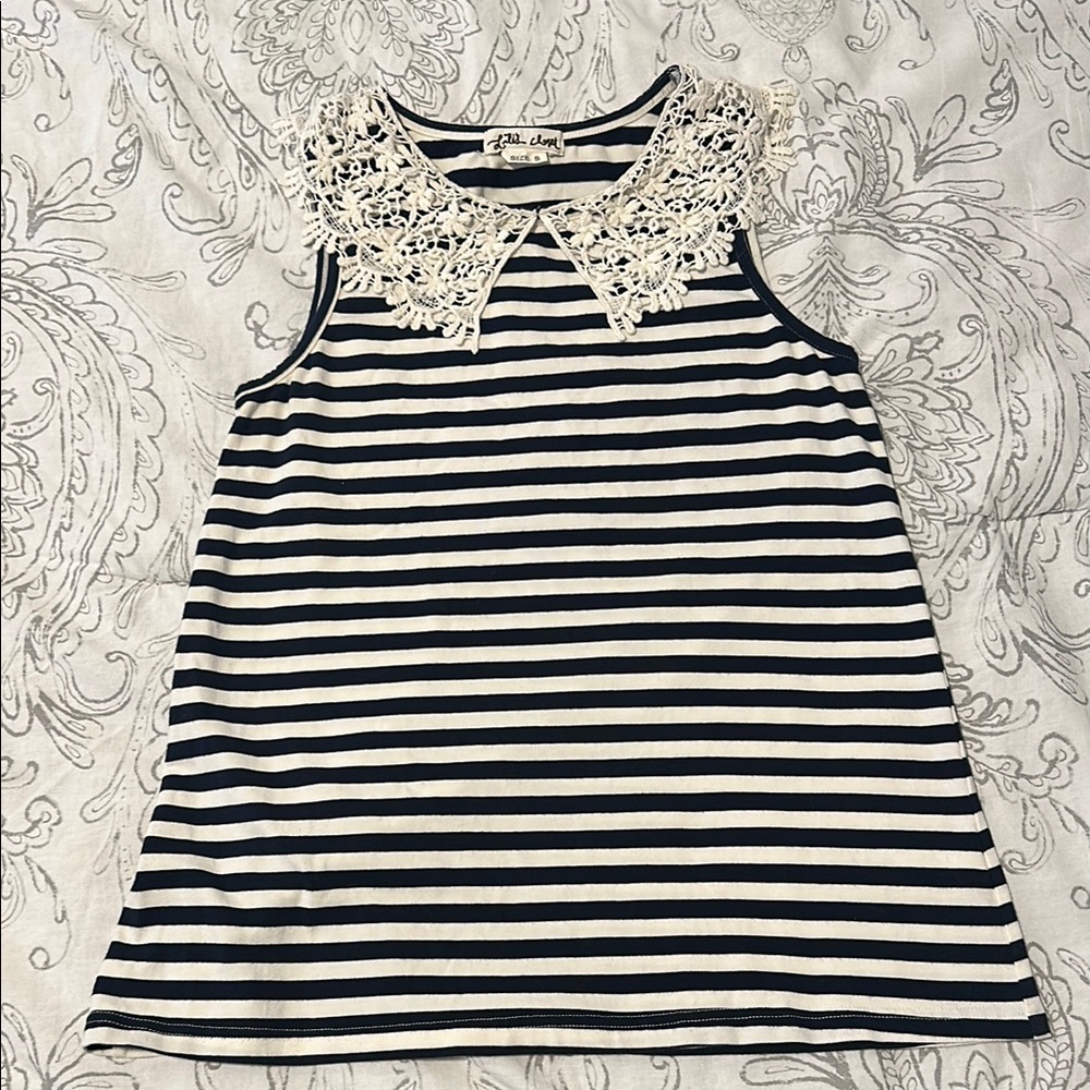 Anthropologie Black and White Tank Top with Elegant Detailing